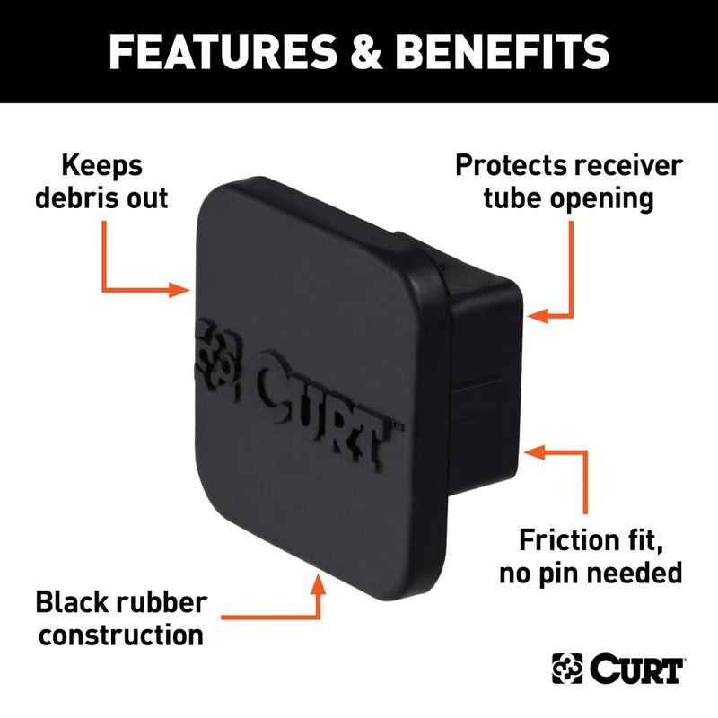 CURT 22275 Rubber Trailer Hitch Cover, Fits 1-1/4-Inch Receiver - Image 3